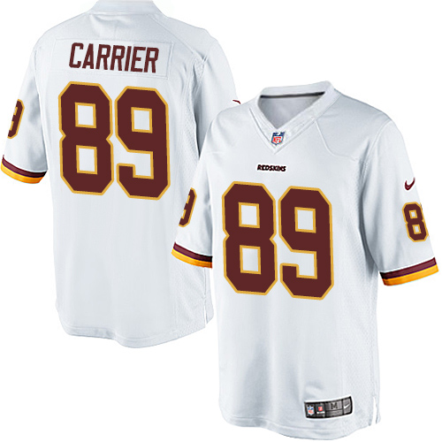 Men's Limited Derek Carrier Nike Jersey White Road - #89 NFL Washington Redskins